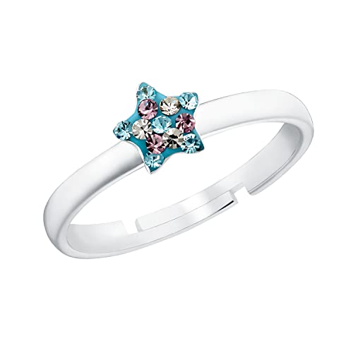 Prinzessin Lillifee Ring 925 Sterling Silber Mädchen Kinder Ringe, mit Preciosa, Multicolor, Stern, Kommt in Schmuck Geschenk Box, 2034004