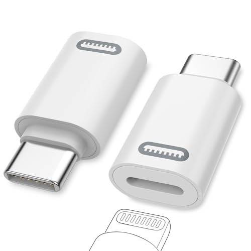 MoKo Lightning Buchse auf USB-C Stecker Adapter, 2 Stück USB-C Stecker auf Lightning Buchse Adapter für iPhone 15/15 Pro/15 Pro Max/15 Plus, iPad, für Schnell Laden, Nicht für Audio/OTG, Weiß 35W