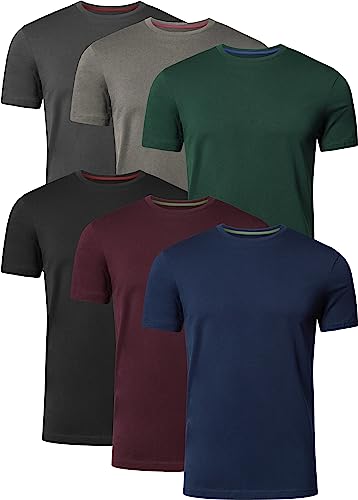 FULL TIME SPORTS® Tech 3 4 6 Pack Assorted Langarm-, Kurzarm Casual Top Multi Pack Rundhals T-Shirts (Medium, 6 Pack - Dark Assorted)