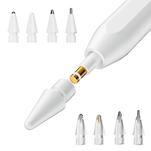 nimin Pencil Spitze für Apple Pencil - [8er Pack] Ersatzspitzen für Apple Pencil 2. Gen & 1. Gen, präzise Steuerung, Füllfederhalter-Schreibgefühl, flüssiges Schreiben, Kunststoff- und Metallspitzen