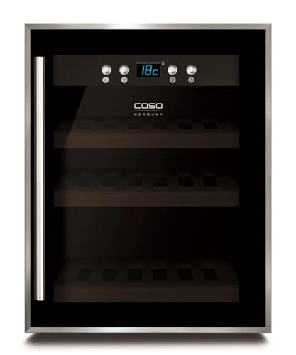 Caso Winesafe 12 Black - Design Weinkühlschrank für bis zu 12 Flaschen (bis zu 310 mm Höhe), eine Temperaturzone 5-20°C, Getränkekühlschrank, Energieklasse G