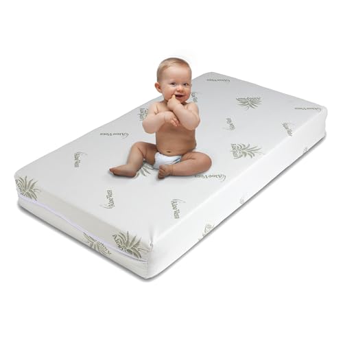 Kindermatratze 60x120cm mit Dicke 10 cm | OEKO-TEX® und CertiPUR™ | Matratze 60x120 Baby für Kinderbett oder Neugeborene | abnehmbarer, waschbarer Bezug aus Aloe Vera | Reisebett matratze 60x120