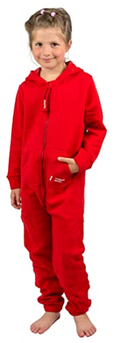 Gennadi Hoppe Kinder Jumpsuit - Jungen, Mädchen Onesie Jogger Einteiler Overall Jogging Anzug Trainingsanzug H8435 rot 110-116