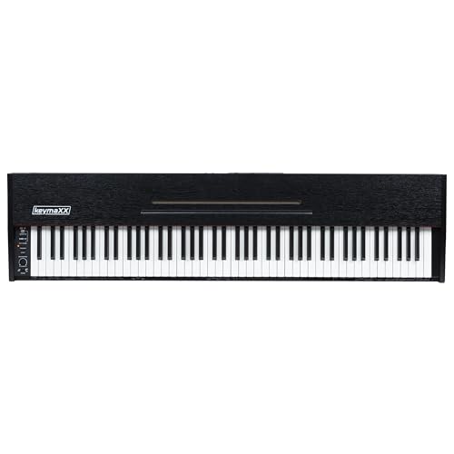 keymaXX Digital Piano 88 Tasten, Hammermechanik, anschlagdynamisch, gewichtet, Anfänger E-Piano schwarz mit Pedalen, Notenhalter und 128 Stimmen, SP-1