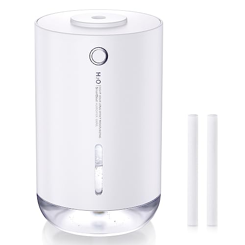 SmartDevil Portable Mini Humidifier, 500ml Small Desk Humidifier, USB Personal Desktop Humidifier for Plants Bedroom Travel Office Home, Auto Shut-Off, 2 Mist Modes, Super Quiet, White