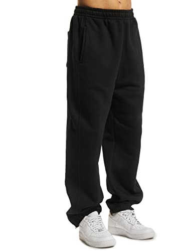 Urban Classics Herren Jogginghose Kordelzug Jogger Sporthose mit elastischem Bund Trainingshose Elastischer Reißverschluss An, Schwarz, L