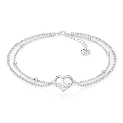 SERASAR Fußkettchen Damen-Schmuck Herz-Kette 925 Sterling-Silber 18-Karat Gold-Schmuck Fussketterl Damen-Fusskette Mädchen-Schmuck Geschenk-Idee Geburtstagsgeschenk für Frauen Heart Herz-Form