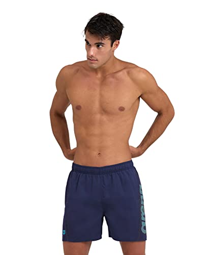 ARENA Herren Fundamentals Logo Boxer Swim Trunks, Navy-turquoise, XXL EU