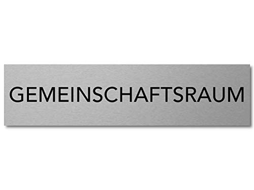 Interluxe Türschild Gemeinschaftsraum 200x50x3mm, Schild aus Aluminium, selbstklebend und wiederablösbar, modernes Design