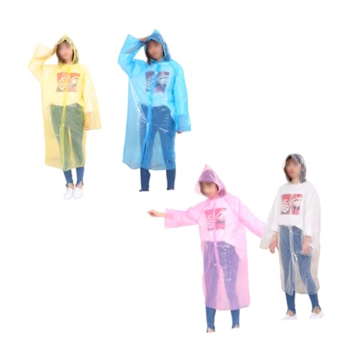 PACKOVE 4 Stück Regenponcho Wanderponcho Outdoor-regenmantel Einweg-regenmantel Einweg-bodysuit Einweg-arbeitsanzüge Schutzanzug Winddichter Regenmantel Mit Hut Kind