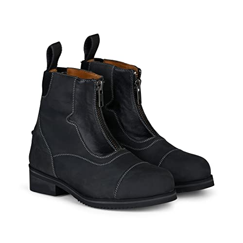 Horze Seville Kinder Jodhpur-Stiefel mit Frontreißverschluss, Schwarz , 44 EU