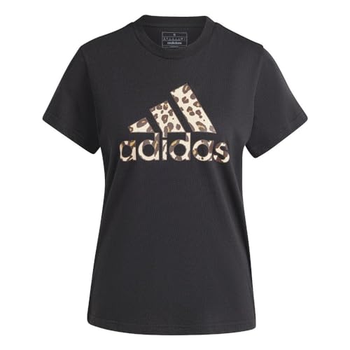 adidas Women's Animal Print Graphic Tee T-Shirt, Black, M