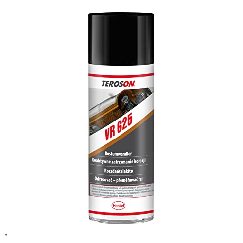 Teroson VR 625, Rostumwandler auf Basis von Kunstharzen, effektiver Rostentferner für verschiedene Rostformen, Rostumwandler Spray mit Grundierung, 1x400ml