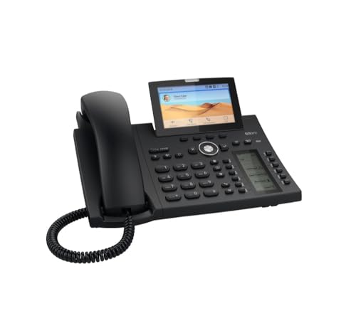 Snom D385N IP Telefon, SIP Tischtelefon, 4,3" TFT-Farbdisplay 480 x 272 Pixel, 12 SIP-Identitäten, Sensorhakenschalter,USB, 48 selbstbeschriftende Schlüssel (12 physische), Schwarz, 00004600