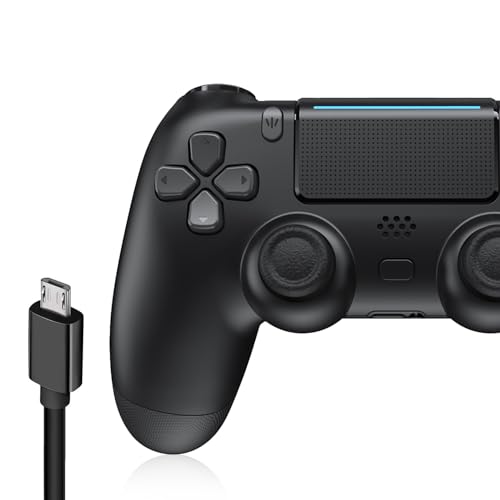 Wireless Controller für PS-4, Game Controller Kompatibel mit PS-4/Pro/Slim/PC, Gamepad Joystick mit Dual Vibration/6-Achsen Gyro Sensor/Touchpanel/EXT/Audio Jack, Verbesserte Präzision und Kontrolle