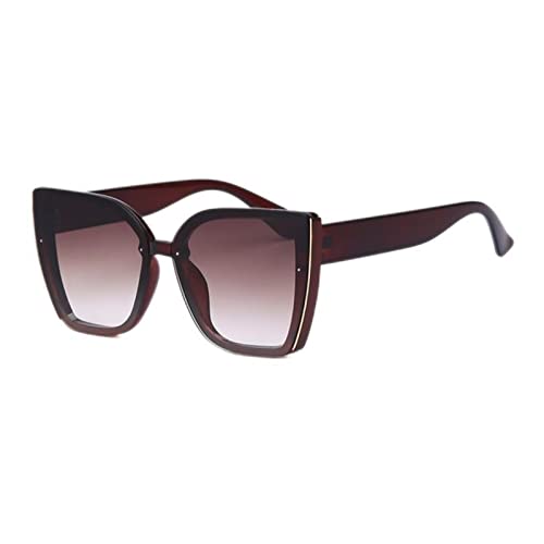 ASZO Übergroße Cat Eye-Sonnenbrille Damen Luxusmarke Mode Großer Rahmen Quadratische Sonnenbrille für Herren Retro Trendige Cateye Eyewear-Braun