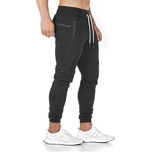 Yageshark Jogginghose Herren Baumwolle Sweathose Sporthose Fitness Slim Fit Hose Freizeithose Joggers Jogginghosen Männer Streetwear (Schwarz,Medium)