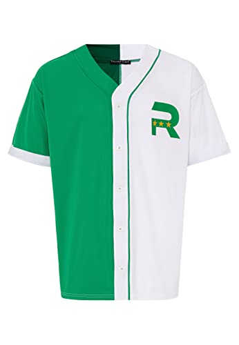 Two Tone Baseball Jersey T-Shirt Grün Weiß S