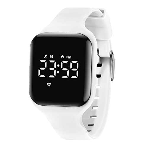 BEN NEVIS Digital Kinderuhr Mädchen-Sports Outdoor Wasserdicht Armbanduhr mit LED-Licht,Wecker,Stoppuhr,Datum,Fitness Tracker Uhr mit Schrittzähler,Distanz-Silikon Armband Weiß