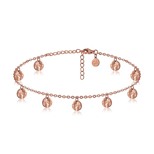 GD GOOD.designs Fußkette für Frauen | Damen Kette Rose Rosa rosefarben rosig rosafarben Damenfußkette Damenkette Damenschmuck