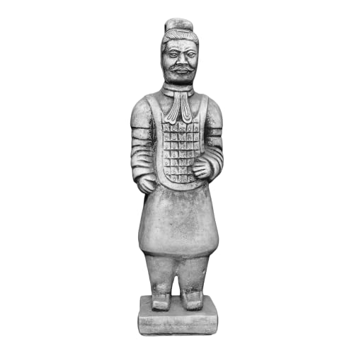 gartendekoparadies.de Statue chinesischer Terrakotta-Krieger, Steinfigur, H. 48 cm, 6 kg, Grau, frostsicher aus Steinguss für Außenbereich