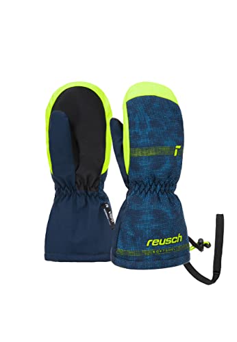 Reusch Unisex Baby Maxi R-tex Xt Fäustling Wasserdicht Warme Skihandschuhe Alltagshandschuhe Schnee Schlittenfahren Babyhandschuhe Winterhandschuhe, 4955 Dress Blue/Safety Yellow, III