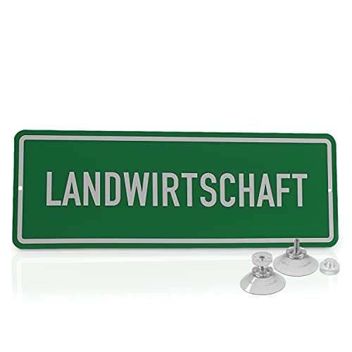 Betriebsausstattung24® Hinweisschild „Landwirtschaft“ | Hart-PVC mit 2 Saugnäpfen Größe (BxH): 29,7 x 10,5 cm | Landwirtschaft | Autoschild | Hinweisschild Kraftfahrzeuge | KFZ