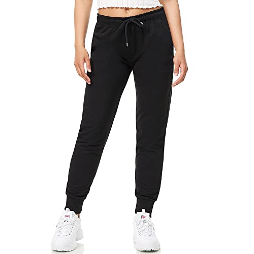 ROSS CAMP Jogginghose Damen - Sporthose Frauen Baumwolle, Trainingshose Fitness High Waist, Sweatpants Slim Fit Freizeithose Lang, Jogging Hose Laufhosen Modern Schwarz/XXL