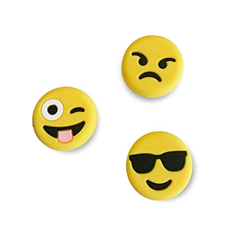 TT Sports Tennisdämpfer Emoji 3er und 6er Sets in verschiedenen Sorten - Vibrationsdämpfer im Emoji Design - lustige Tennis Dämpfer (3er-Pack Cool)