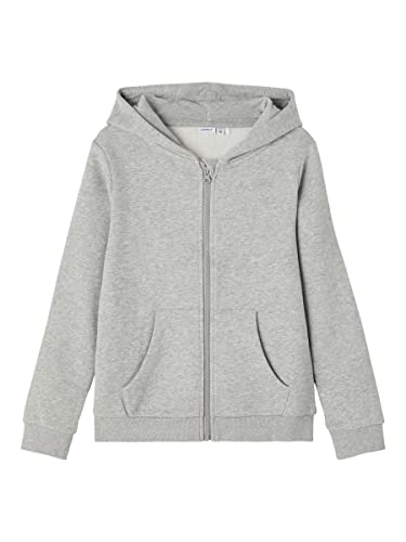 NAME IT Jungen NKFLENA LS Sweat Card WH BRU NOOS 13194878, Grey Melange, 116