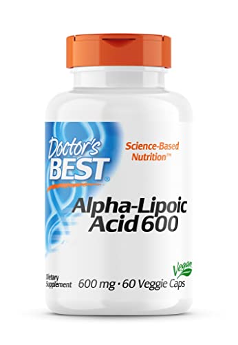 Doctor's Best, Alpha-Lipoic Acid (Alpha Liponsäure), 600 mg Depot, 2-Tages-Dosis, 60 vegane Kapseln, Hochdosiert, Laborgeprüft, Ohne Gentechnik, Glutenfrei