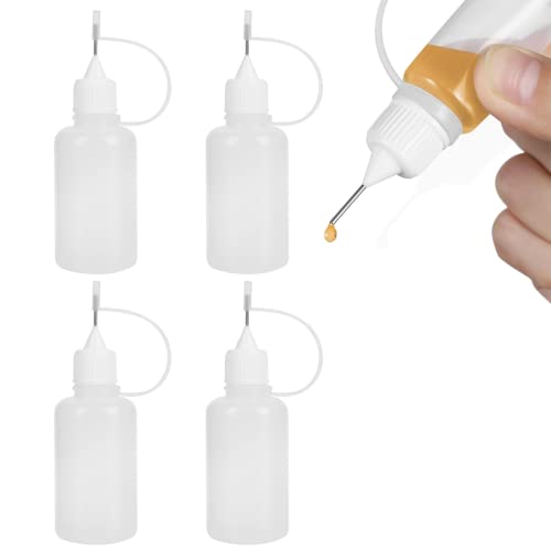 Dosierflasche,Nadelflasche,Quetschflasche Klein,Spritzflasche,Plastikflasche,Leimflasche Leer,Kleine Plastikflaschen Zum BefüLlen,Mit Nadelspitze,5ml Leerfläschchen,Applikator Flasche,4 Stück