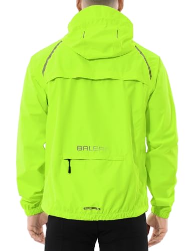 BALEAF Fahrradjacke Herren Regenjacke Wasserdicht Atmungsaktiv Wanderjacke Windbreaker Outdoor Jacken Leichte Windjacke Trekking Regenjacke Radjacke Fluorescent Gelb XXL