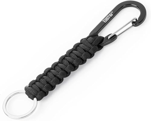 EOTW Paracord Schlüsselanhänger Karabiner Personalisiert Karabinerhaken D Ring Schlüsselband Schlüsselring für Motorrad Auto Camping Wandern Männer Frau Kinder (1 Schwarz)