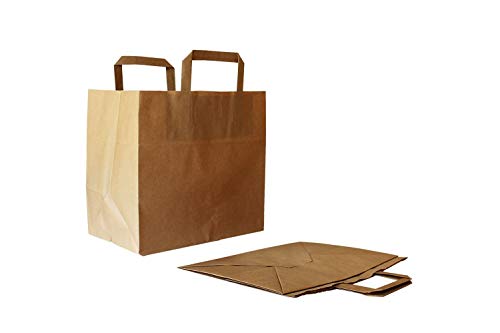 Papiertragetaschen mit Flachhenkel BRAUN - 32 + 22 x 27 cm (25 Stück)