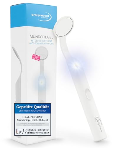 ORAL Prevent Mundspiegel mit LED-Licht - Dentalspiegel für eine bessere Zahnpflege - Zahnarztspiegel mit Anti-Fog-Beschichtung - Zahnpflegespiegel