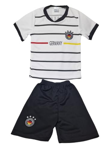 Generisch Kinder Sommer Fußball Set Shirt Shorts Kurz Hose Trikot Deutschland Italia Fußball Junge Euro Cup (Deutschland Trikot, 140-146)