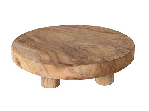 Spetebo Echt Holz Pflanzenhocker Teak - 30x7 cm - kleiner Deko Hocker Blumenhocker massiv aus Handarbeit