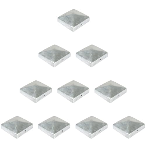 MEIN GARTEN VERSAND 10er Set Pfostenkappe Pyramide | Maß 9x9 cm (91x91 mm) eckig | aus Stahl, feuerverzinkt | Zaunpfostenkappen | Pfosten-Abeckkappe | Zaunkappen | Pfostendeckel | Pfostenabdeckung