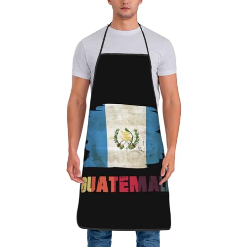 Retro-Vintage-Schürze mit Guatemala-Flagge, guatemaltekische Schürze für Männer und Frauen, verstellbar, großer Volumendruck, lustige Vintage-Schürzen für Küche, Kochen, Grillen und Grillen (keine Ta