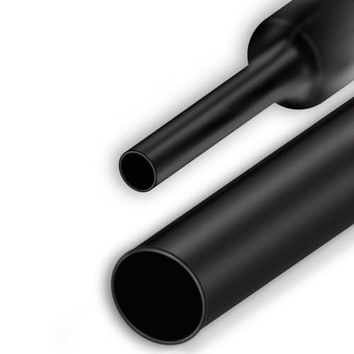 Schrumpfschlauch, Schrumpfschlauch mit Kleber, 4:1 Schrumpfschläuche Wasserdicht, Heat Shrink Tube Schwarz für Kabelisolierung, Markierung, Kabelbündelung, Reparaturen (16mm x 2m)