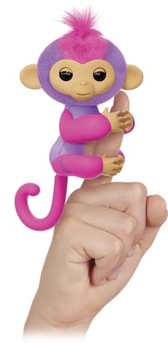 FINGERLINGS – Charli – Kleiner interaktiver Affe rosa/violett – Elektronisches Plüschtier für Kinder ab 5 Jahren – Interaktives Tier, das am Finger befestigt wird – Reaktionen auf Berührung mit 70