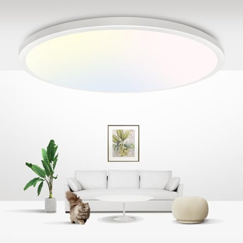 zemty Deckenlampe LED Deckenleuchte Flach Rund - Ø29.5CM 28W 3000K/4500K/6000K 3100LM Modern Badezimmer lampe Küchenlampe, Badlampe Decke für Bad Flur Schlafzimmer Kinderzimmer Keller Wohnzimmer