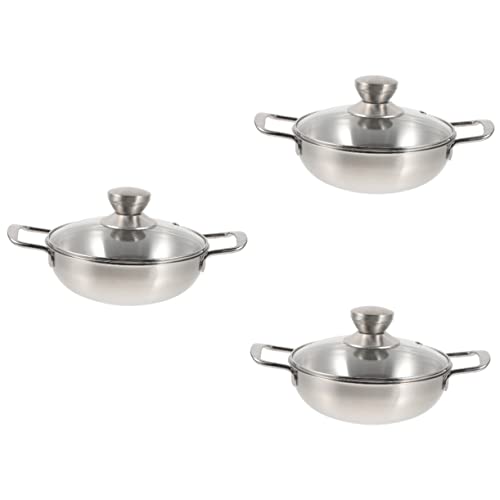 Toddmomy Milchtopf 3 Stück Mini Hot Pot Outdoor Wok Edelstahl Kochtopf Chafing Dishes Mit Deckel Gemüsetöpfe Für Die Küche Shabu Shabu Hot Pot Kochtopf Metall Bratpfanne Kochwerkzeug