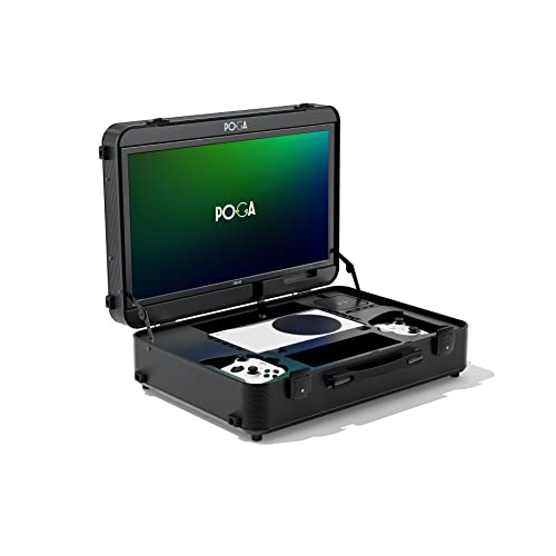 POGA Pro Black - Gamingkoffer für Xbox Series S, Xbox Koffer inkl. 22‘‘ Asus Gaming Monitor und Trolley - Schwarz (Konsole Nicht inbegriffen)