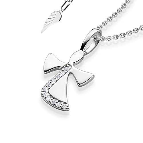 Schutzengel Kette Silber 925 Mädchen | Engel-Anhänger Halskette | Kinder-Schmuck Erst-Kommunion Tauf-Geschenk Kommunionsgeschenk Konfirmation Firmung Geburt Taufe | Silberkette Kinderkette Taufkette