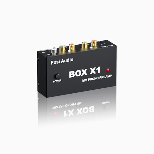 Fosi Audio BOX X1 Phono Vorverstärker, Vorverstärker für MM Plattenspieler mit 3,5-mm-Kopfhörer und RCA-Ausgang, inkl. Netzschalter – Der ideale Phono Preamp für Vinyl-Enthusiasten