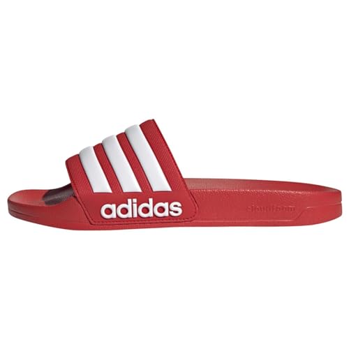 adidas Unisex Adilette Shower Slides, Vivid Red / Cloud White / Vivid Red, 43 1/3