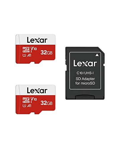 Lexar Micro SD Karte 32GB 2er Pack, Speicherkarte Micro SD mit SD Adapter, Bis zu 100 MB/s Lesegeschwindigkeit, UHS-I, U1, A1, V10, C10, microSDHC Memory Card