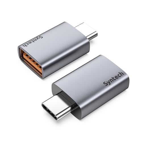 Syntech USB C auf USB Adapter (2 Pack), 10Gbps USB 3.2 Gen 2 Fit Side by Side, USB C Male auf USB A 3.2 Female Adapter Kompatibel mit iPhone 15 Pro Max/iPad/iMac/MacBook Pro und Thunderbolt 4/3 Geräte